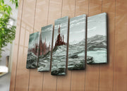 Quadro Decorativo em Tela Suede 100% Multicolor – Conjunto de 5 Peças, Moldura 100% Madeira, 70x105 cm