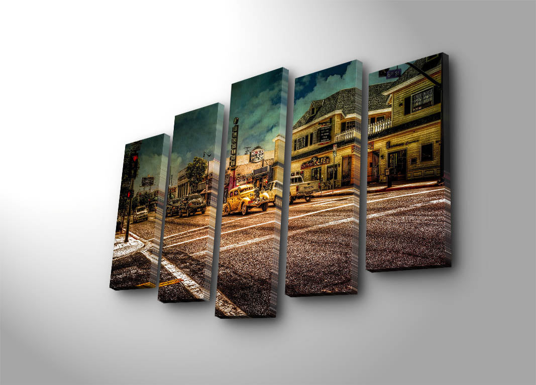 Quadro Decorativo em Tela Multicolor – Conjunto de 5 Peças (70x105 cm), Tela Suede 100% e Moldura de Madeira 3 cm – 5PATK-177