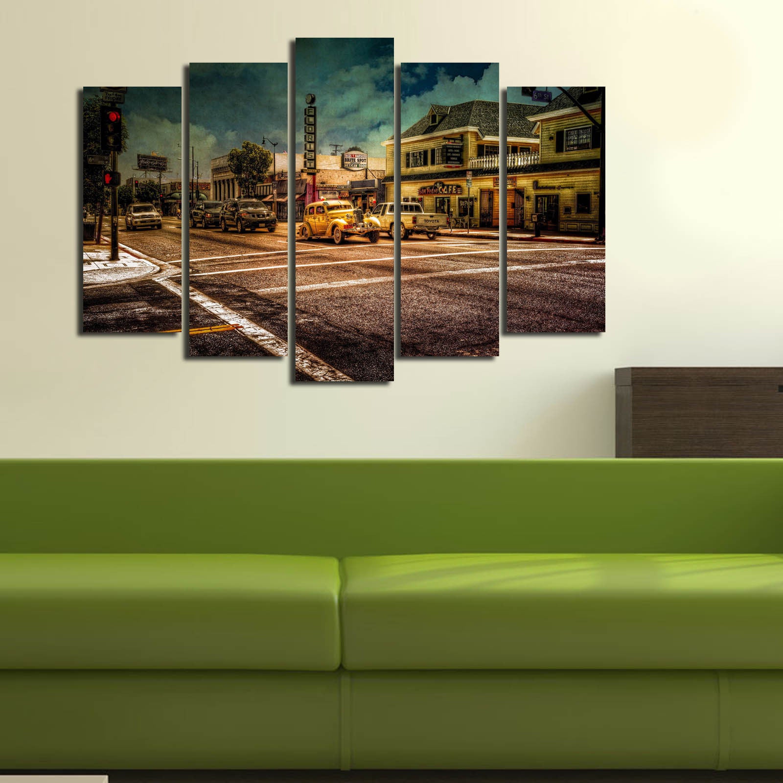 Quadro Decorativo em Tela Multicolor – Conjunto de 5 Peças (70x105 cm), Tela Suede 100% e Moldura de Madeira 3 cm – 5PATK-177