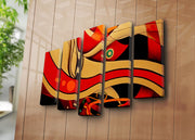 Tela Decorativa em Suede 100% — Conjunto 5 Peças Multicolorido com Moldura 100% Madeira (3 cm), 70 x 105 cm — Modelo 5PATK-182