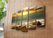 Quadro Decorativo em Tela Multicolor (Conjunto de 5 Peças) – Suede 100%, Moldura de Madeira 3 cm, 70 x 105 cm – 5PATK-183