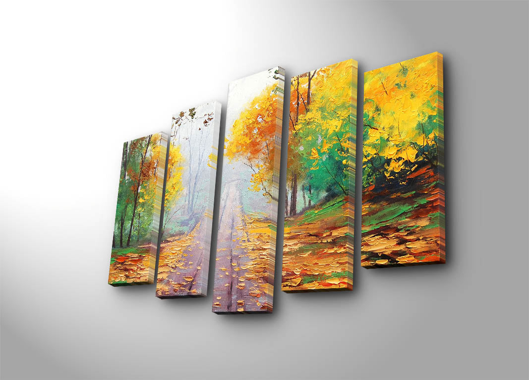 Quadro Decorativo em Tela 5 Peças Multicolor 70 x 105 cm – Suede 100% com Moldura de Madeira