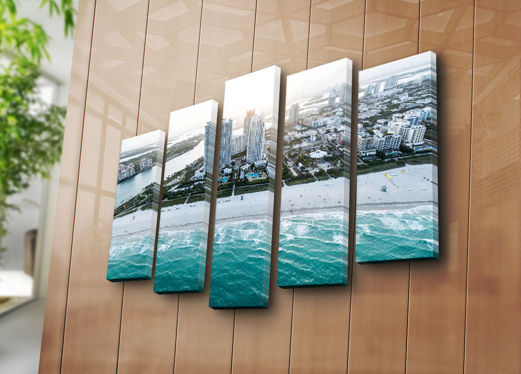 Conjunto de Quadros Decorativos Multicolor 5 Peças 70x105 cm – Tela Suede 100% com Moldura de Madeira 3 cm (5PATK-185)