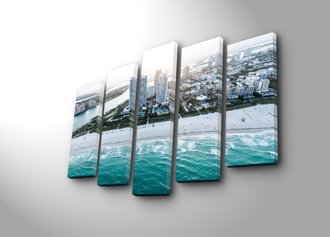 Conjunto de Quadros Decorativos Multicolor 5 Peças 70x105 cm – Tela Suede 100% com Moldura de Madeira 3 cm (5PATK-185)