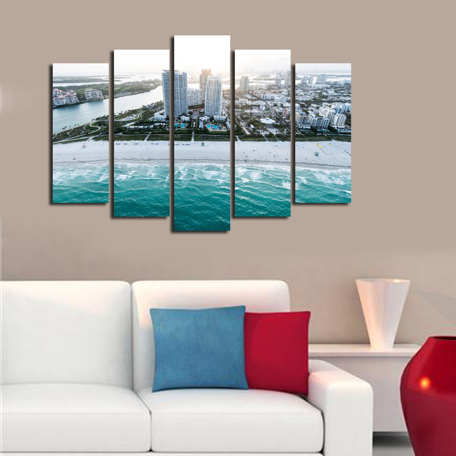 Conjunto de Quadros Decorativos Multicolor 5 Peças 70x105 cm – Tela Suede 100% com Moldura de Madeira 3 cm (5PATK-185)