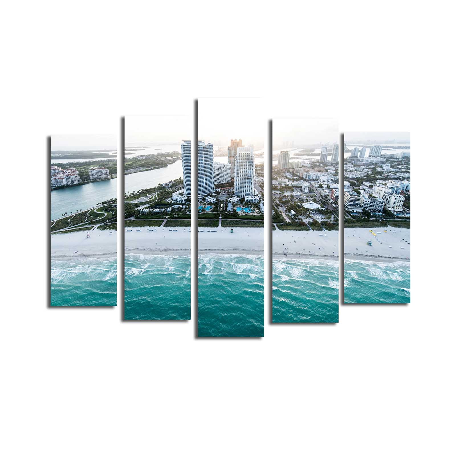 Conjunto de Quadros Decorativos Multicolor 5 Peças 70x105 cm – Tela Suede 100% com Moldura de Madeira 3 cm (5PATK-185)