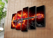 Conjunto de Quadros em Tela Suede 100% (5 Peças) Multicolor 70x105 cm com Moldura de Madeira – 5PATK-187