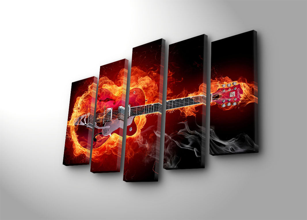 Conjunto de Quadros em Tela Suede 100% (5 Peças) Multicolor 70x105 cm com Moldura de Madeira – 5PATK-187