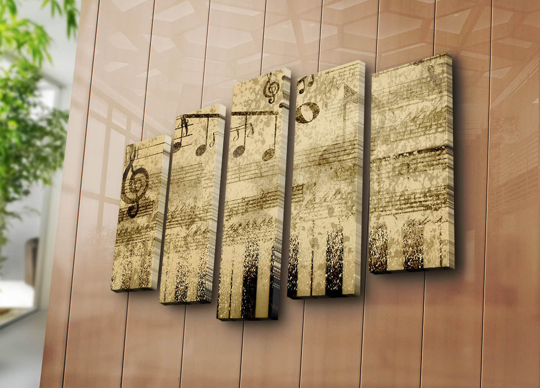 Quadro Decorativo em Tela (5 Peças) Multicolor 70x105 cm | 100% Suede Canvas, Moldura 100% Madeira 3 cm – 5PATK-192