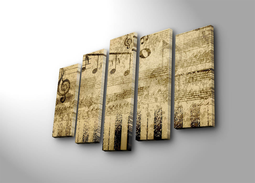 Quadro Decorativo em Tela (5 Peças) Multicolor 70x105 cm | 100% Suede Canvas, Moldura 100% Madeira 3 cm – 5PATK-192