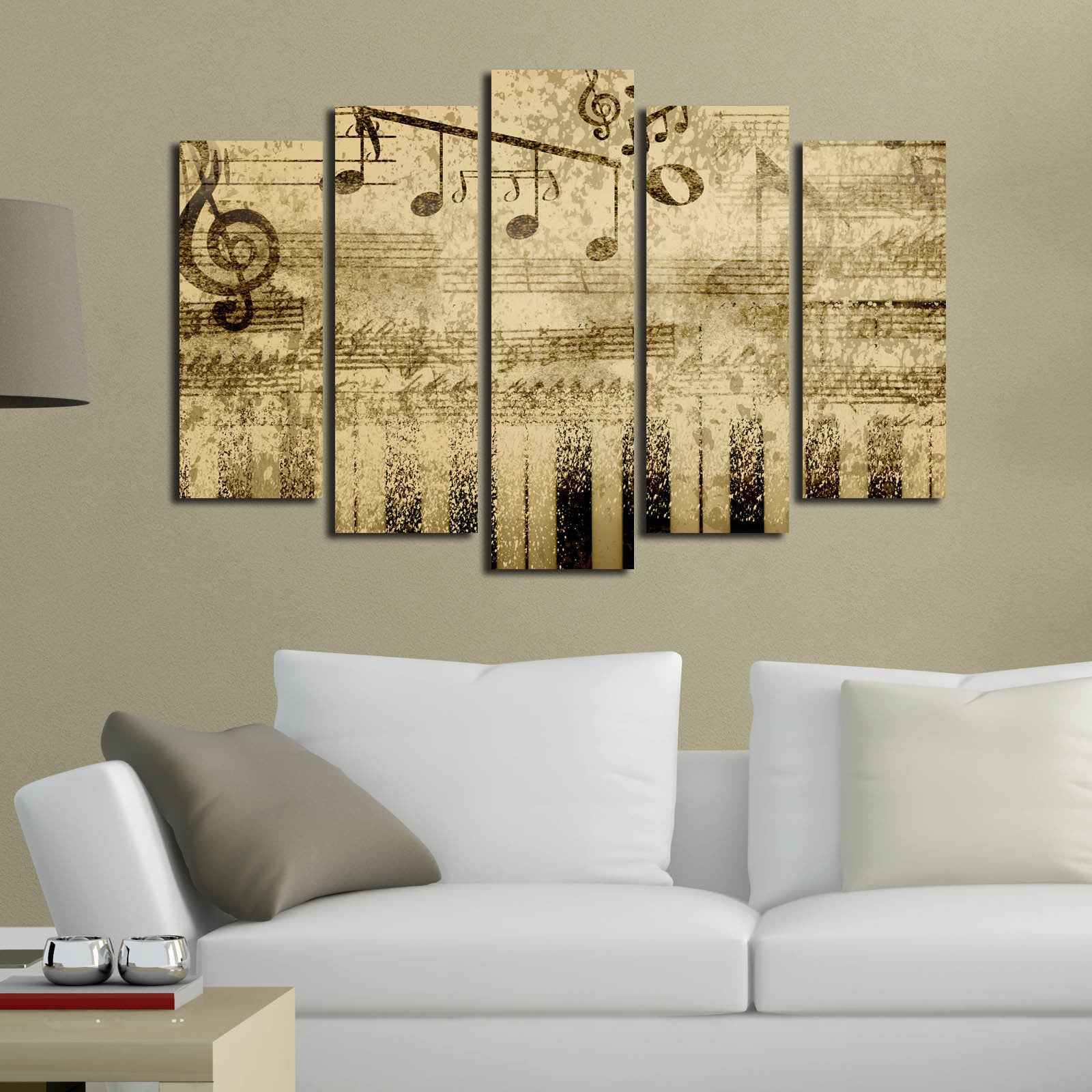 Quadro Decorativo em Tela (5 Peças) Multicolor 70x105 cm | 100% Suede Canvas, Moldura 100% Madeira 3 cm – 5PATK-192
