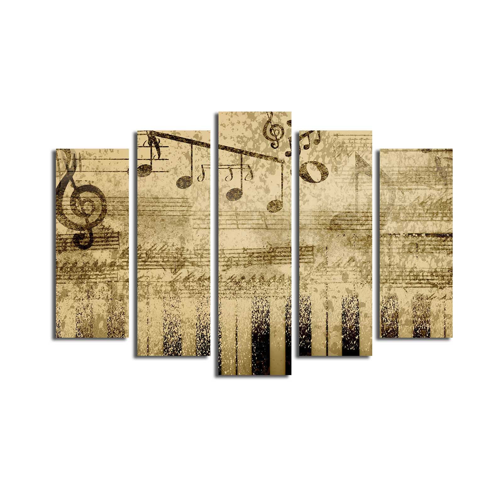 Quadro Decorativo em Tela (5 Peças) Multicolor 70x105 cm | 100% Suede Canvas, Moldura 100% Madeira 3 cm – 5PATK-192