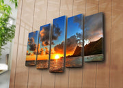 Quadro Decorativo em Tela (5 Peças) Multicolor – Tela de Camurça 100%, Moldura de Madeira 3 cm, 70x105 cm – 5PATK-194