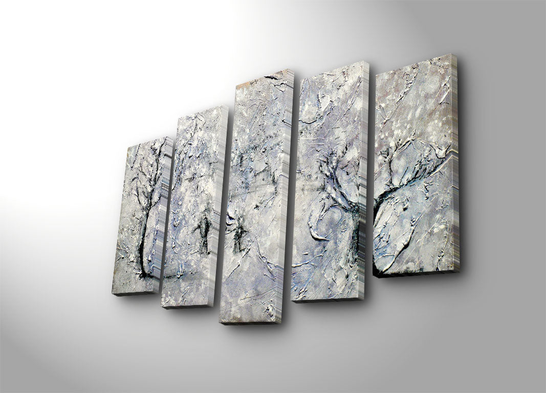 Quadro em Tela Decorativa 5 Peças Multicolor 70x105 cm | Suede 100% | Moldura de Madeira 3 cm (5PATK-195)