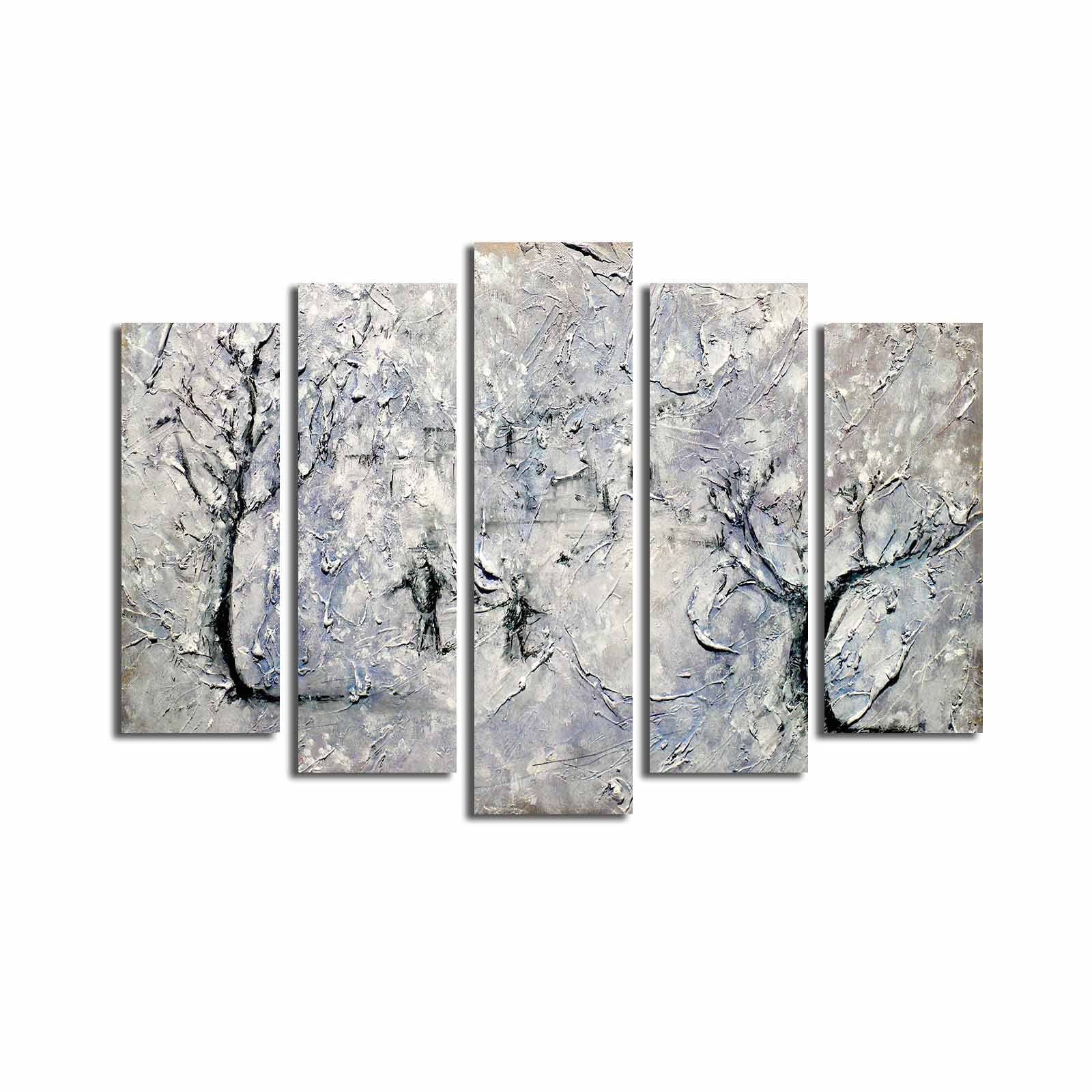 Quadro em Tela Decorativa 5 Peças Multicolor 70x105 cm | Suede 100% | Moldura de Madeira 3 cm (5PATK-195)