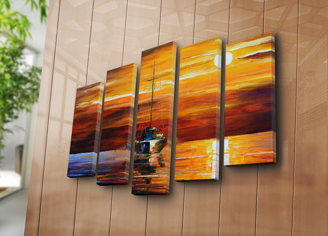 Quadro Decorativo em Tela (5 Peças) Multicolor 70x105 cm | Suede 100% e Moldura de Madeira | 5PATK-196