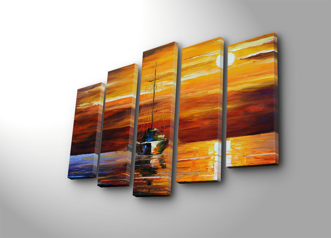 Quadro Decorativo em Tela (5 Peças) Multicolor 70x105 cm | Suede 100% e Moldura de Madeira | 5PATK-196