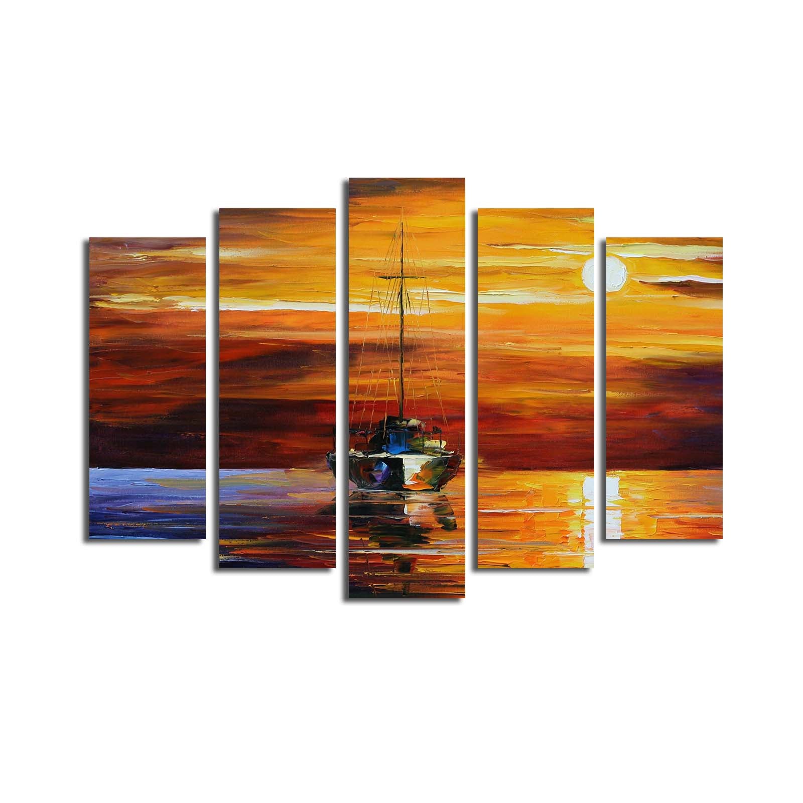 Quadro Decorativo em Tela (5 Peças) Multicolor 70x105 cm | Suede 100% e Moldura de Madeira | 5PATK-196