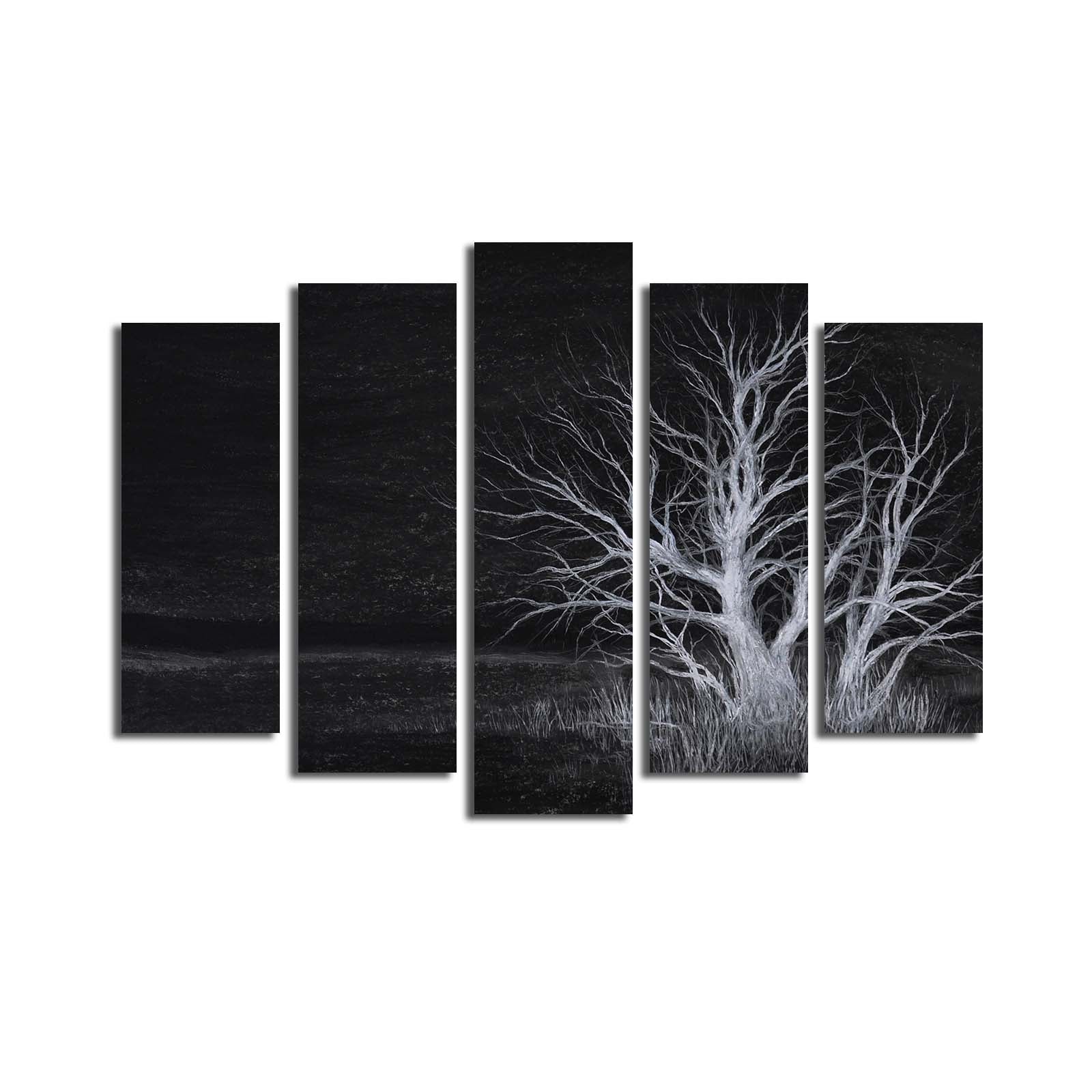 Quadro Decorativo em Tela Multicolor (5 Peças) — Camurça 100%, Moldura de Madeira 3 cm, 70x105 cm