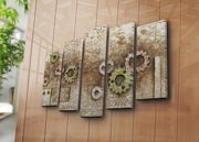 Quadro Decorativo em Tela – Conjunto de 5 Peças, Multicolor, Suede 100%, Moldura de Madeira 3 cm, 70 x 105 cm (Total) – 5PATK-198