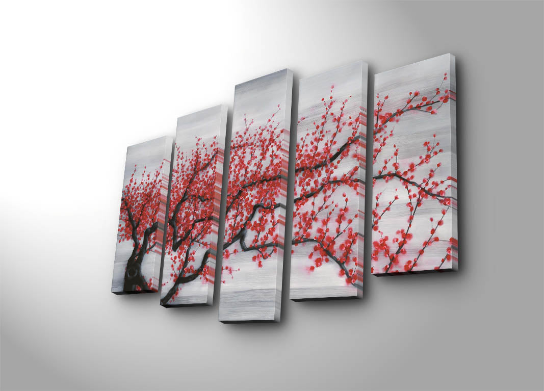 Quadro Decorativo em Tela (5 Peças) Multicolor 70 x 105 cm | Suede 100% | Moldura de Madeira 3 cm – 5PATK-199 [242BNZ5301]