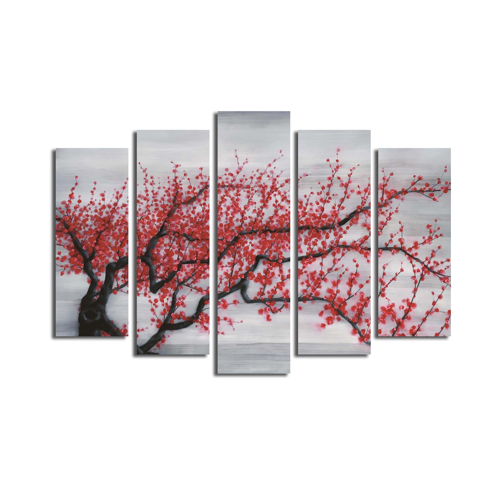 Quadro Decorativo em Tela (5 Peças) Multicolor 70 x 105 cm | Suede 100% | Moldura de Madeira 3 cm – 5PATK-199 [242BNZ5301]