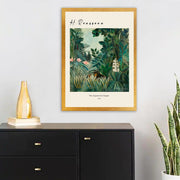 Pintura decorativa emoldurada 'A Selva Equatorial' de Henri Rousseau, 55 x 75 cm | Moldura 100% madeira, poliestireno de 2 cm | Impressão digital UV, Vibrant Art
