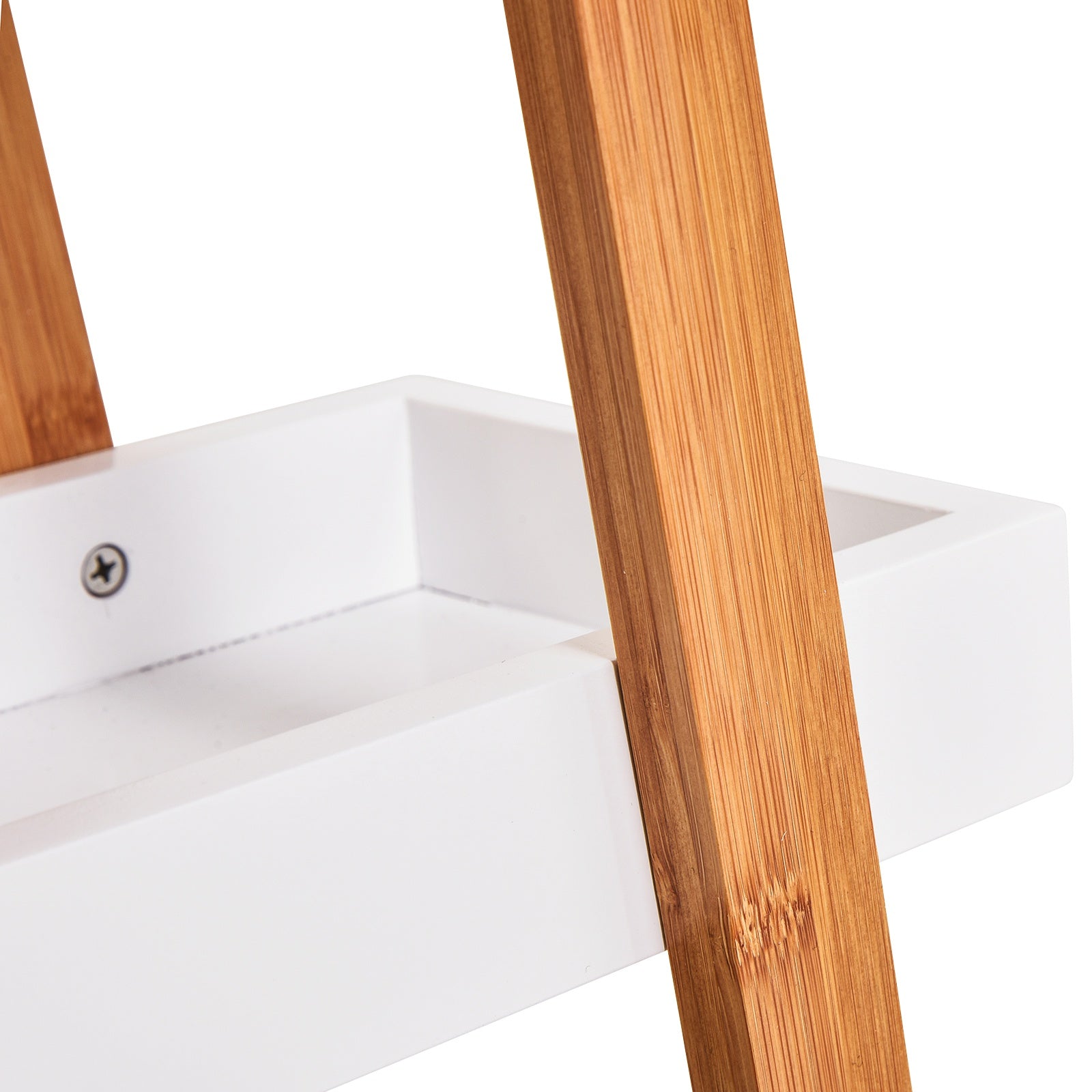 Estante de Bambú para Casa de Banho 30x18x81cm - Madeira Natural e Branco