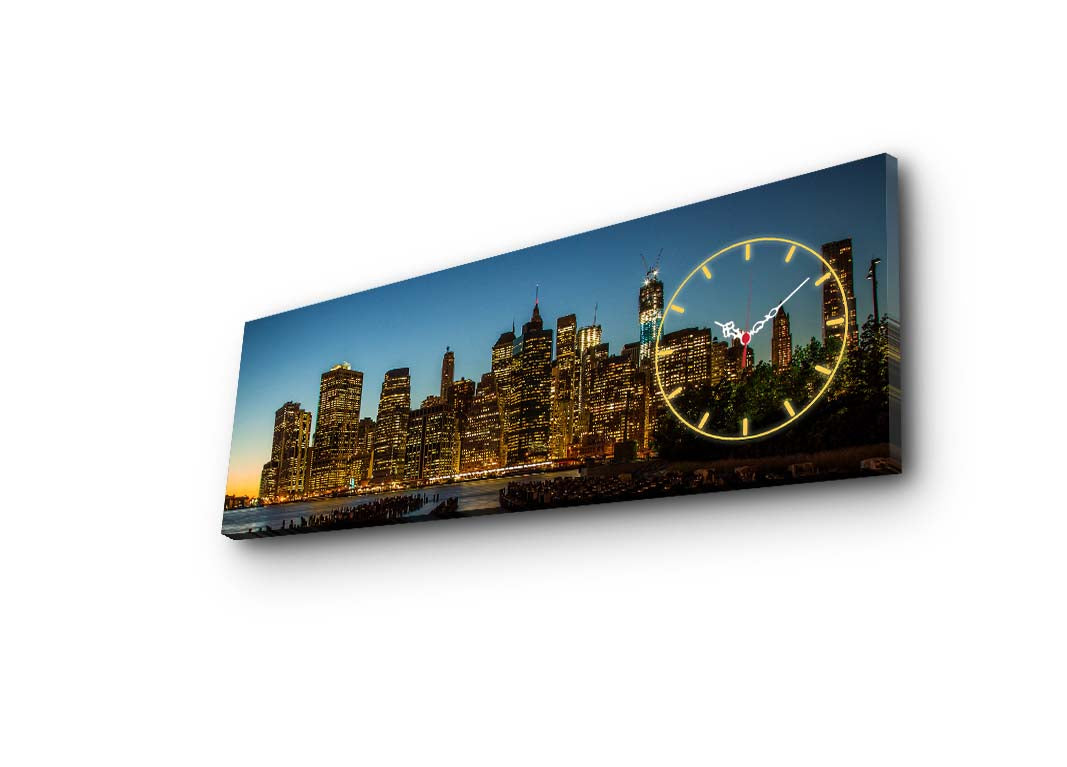 Relógio de Parede em Tela Decorativa (Camurça 100%) 30x90 cm, Multicolor, Moldura de Madeira 3 cm – 3090CS-38