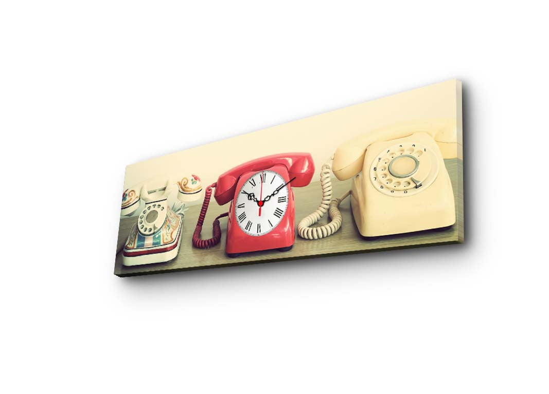 Relógio de Parede em Tela Suede 100% Decorativa, Multicolor, 30 x 90 cm, Moldura de Madeira 3 cm (3090CS-46)