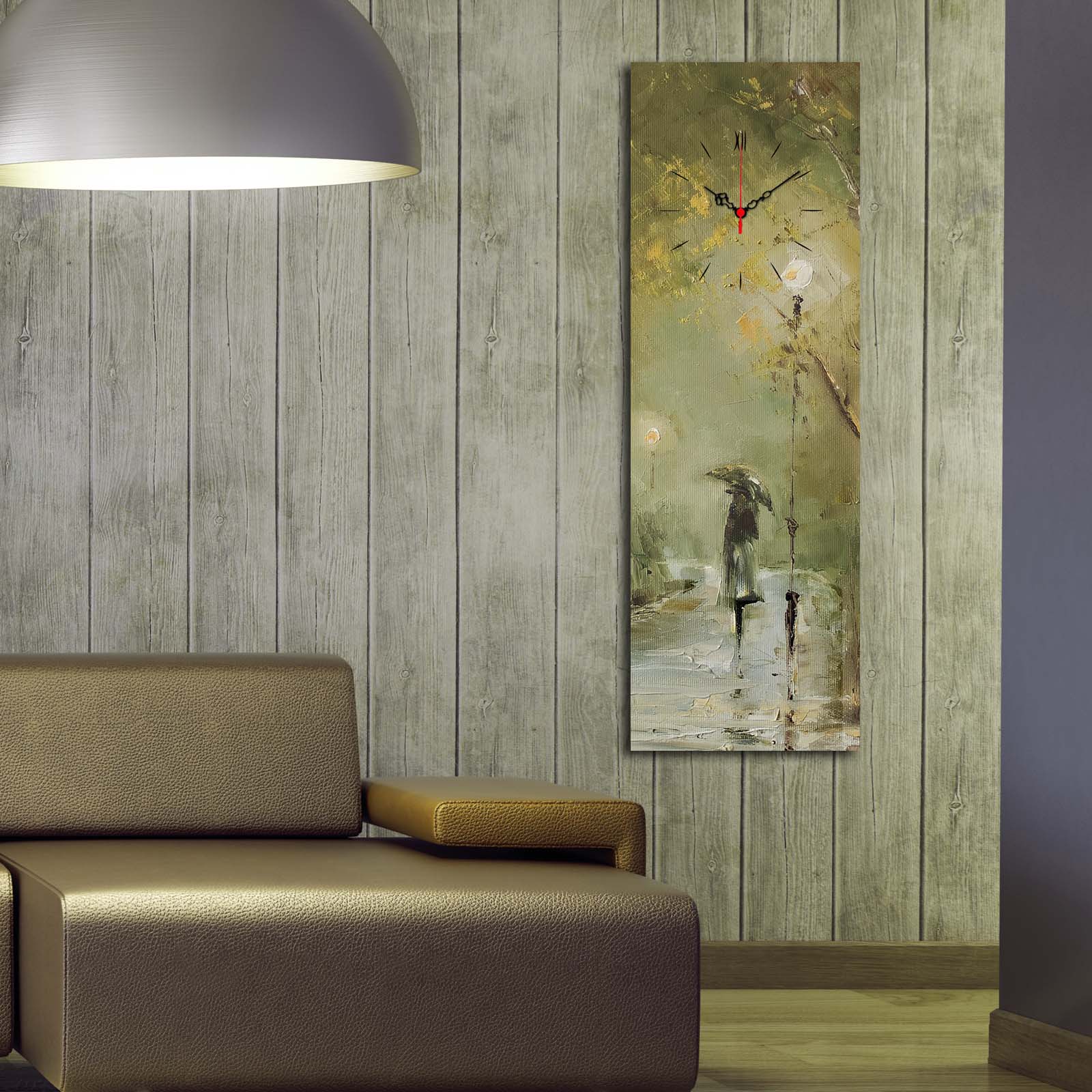 Relógio de Parede Decorativo em Tela Suede 30x90 cm, Multicolor, Moldura de Madeira 3 cm – 3090CS-49