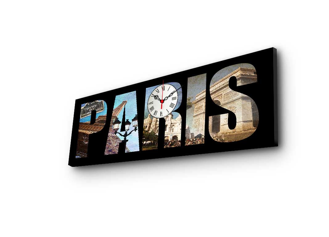 Relógio de Parede Decorativo em Tela de Camurça Multicolor 30x90 cm | Moldura de Madeira 3 cm (3090CS-51)
