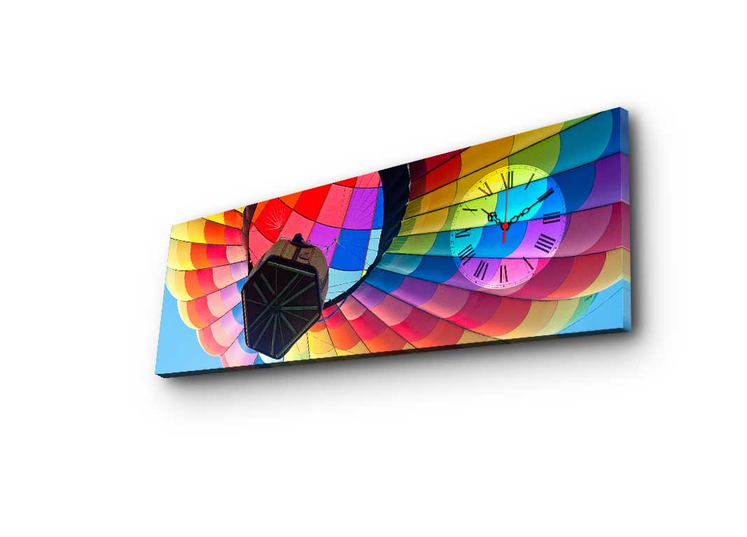 Relógio de Parede Decorativo em Tela de Camurça 100% 30x90 cm, Multicolor, Moldura de Madeira 3 cm (3090CS-56)