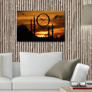 Relógio de Parede Decorativo em Tela Suede Multicolor 45x70 cm – Moldura de Madeira 3 cm