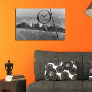 Relógio de Parede em Tela Decorativa Multicolor (45 x 70 cm) – Tela Suede 100% e Moldura de Madeira