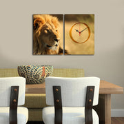 Relógio de Parede em Tela Suede Decorativa (2 Peças) Multicolor – Moldura 100% Madeira, 28 x 38 cm cada (60 x 38 cm total)