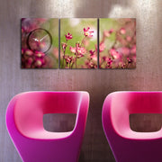 Relógio de Parede em Tela Decorativa Multicolor (Conjunto de 3) – Suede 100% e Moldura de Madeira – 90 x 38 cm