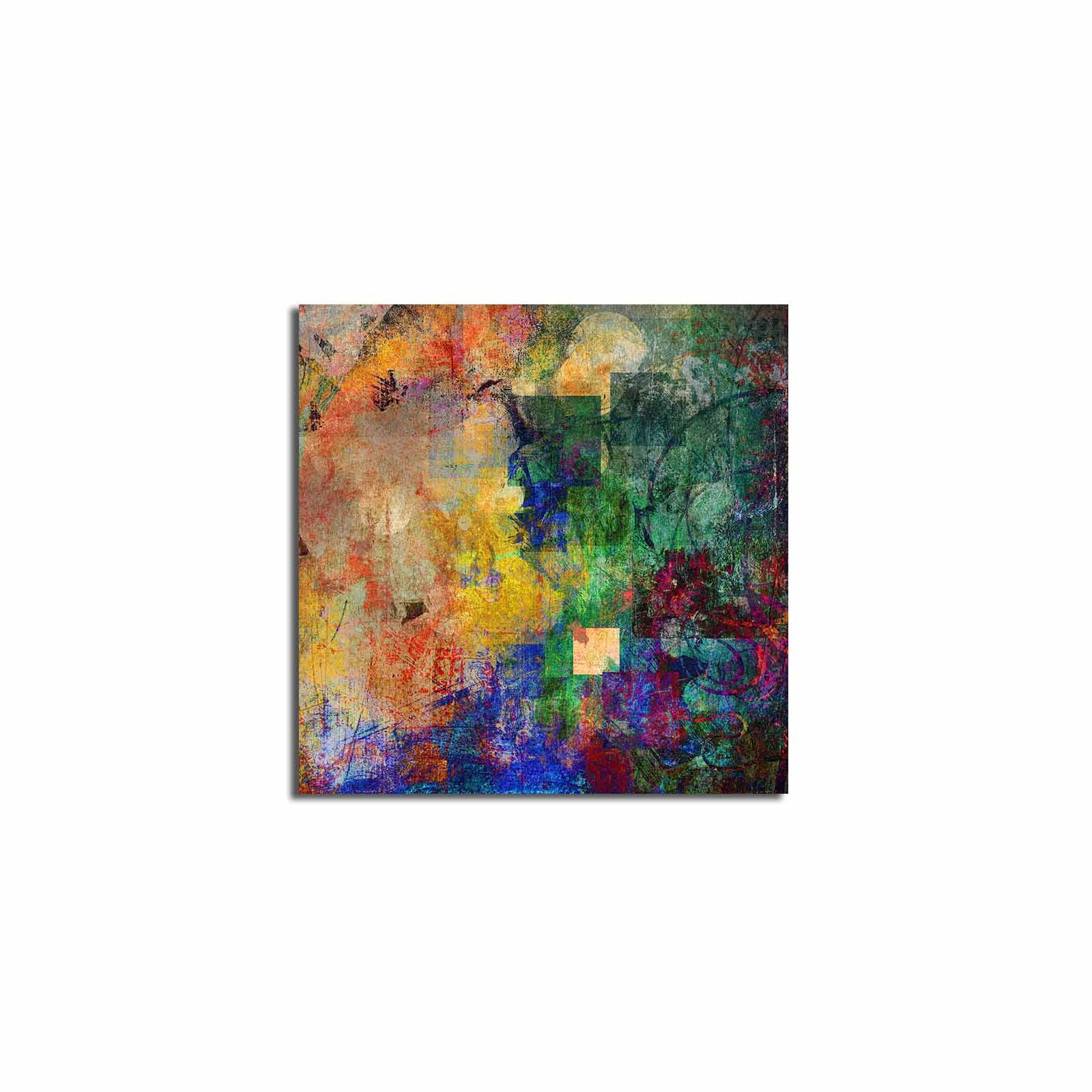 Quadro em Tela Decorativa Multicolor 45x45 cm | Tela 100% Camurça | Moldura em Madeira (Espessura 3 cm) – 4545K-91