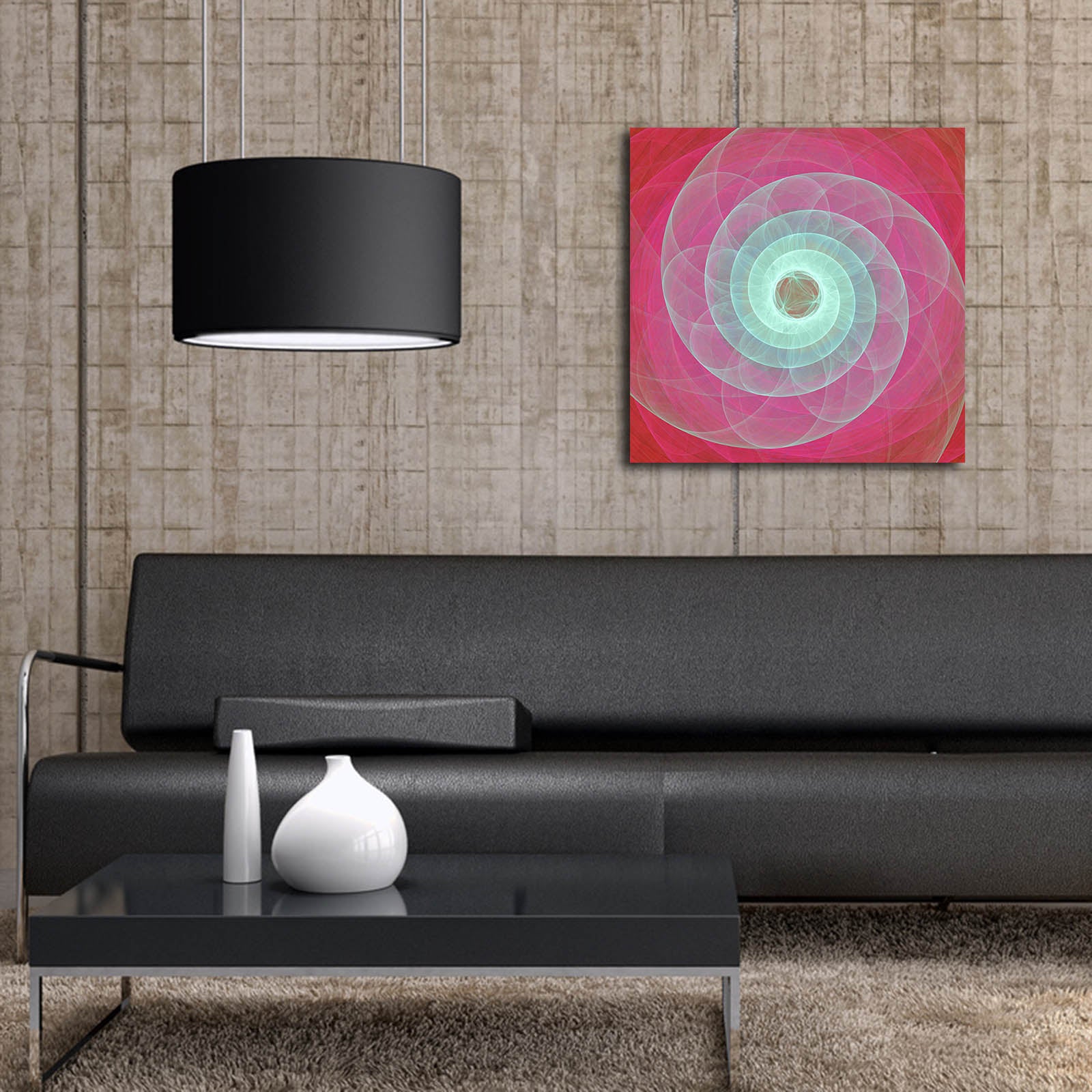 Tela Decorativa Multicolor 45 x 45 cm em Camurça 100% com Moldura de Madeira (3 cm) – 4545K-92