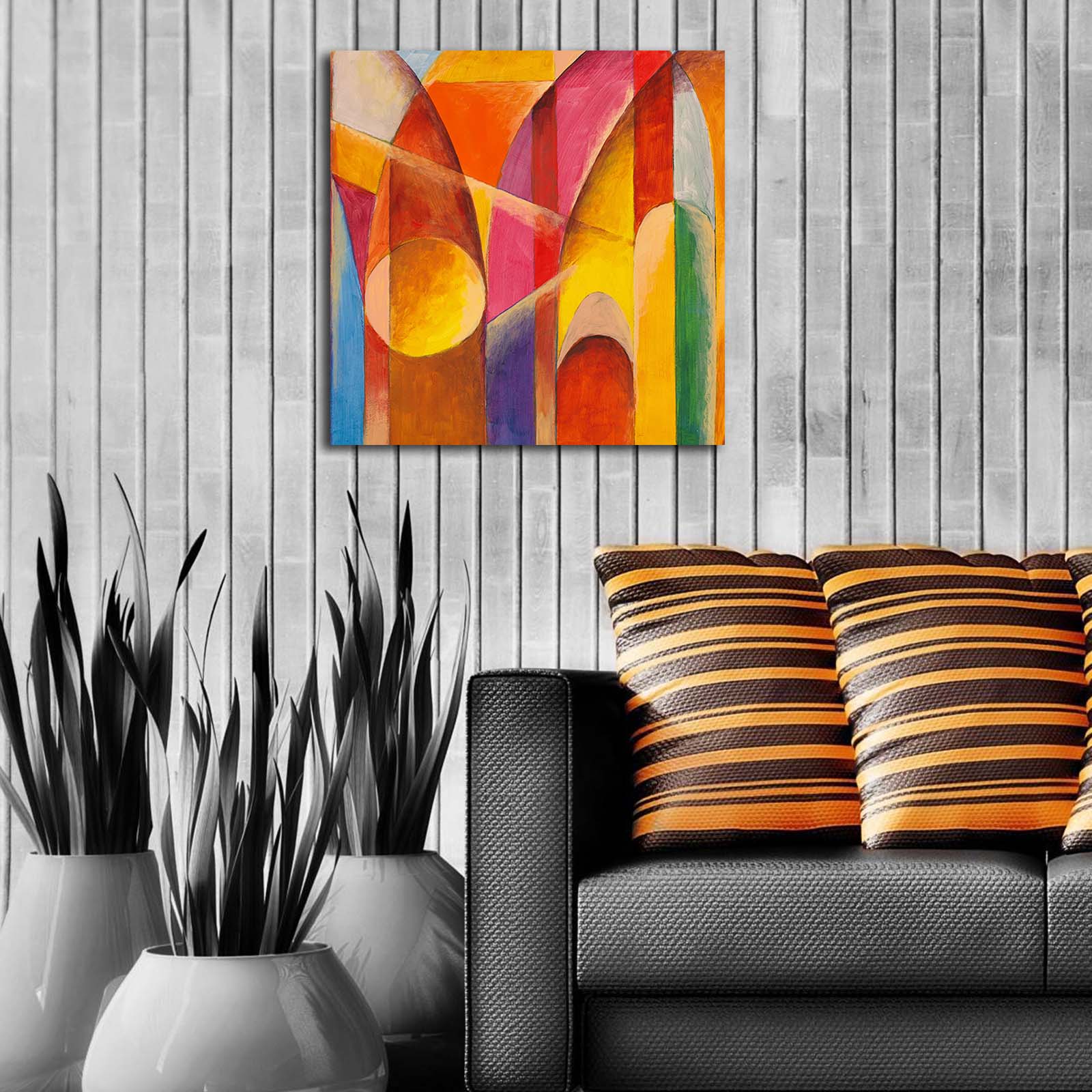 Tela Decorativa em Lona Suede 100% 45x45 cm com Moldura de Madeira (3 cm) – Multicolor | 4545K-94