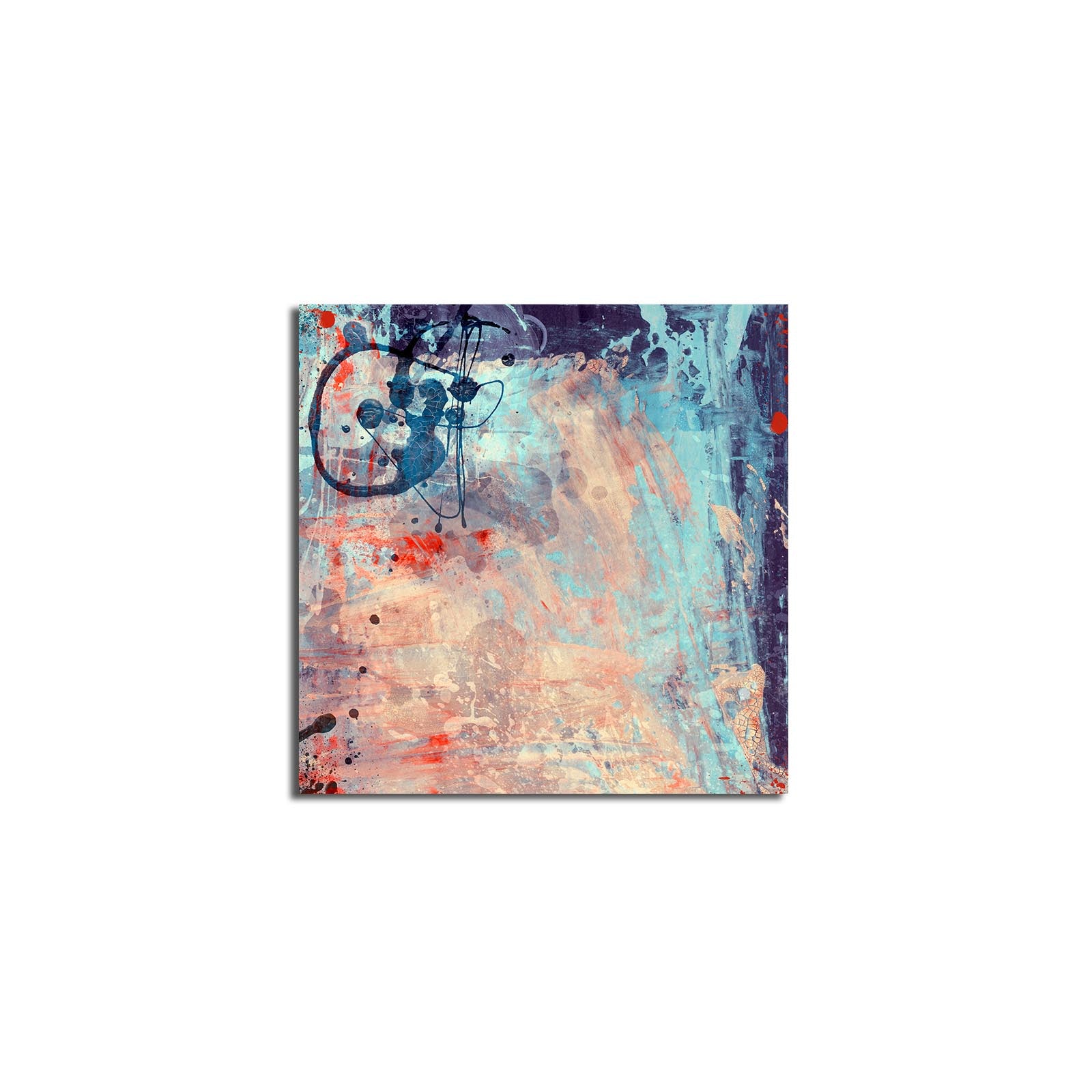 Tela Decorativa Multicolor 45x45 cm | Camurça 100% | Moldura de Madeira 3 cm (Ref. 4545K-96)