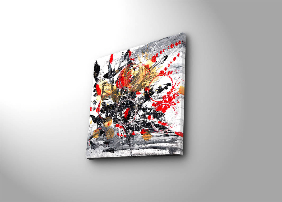 Tela Decorativa Multicolor 45x45 cm em Camurça 100% com Moldura de Madeira 3 cm – Modelo 4545K-98