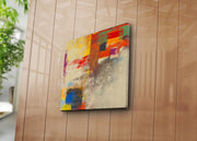 Tela Decorativa Multicolor 45 x 45 cm em Camurça 100% com Moldura de Madeira 3 cm - 4545K-99