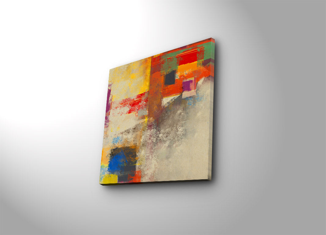 Tela Decorativa Multicolor 45 x 45 cm em Camurça 100% com Moldura de Madeira 3 cm - 4545K-99