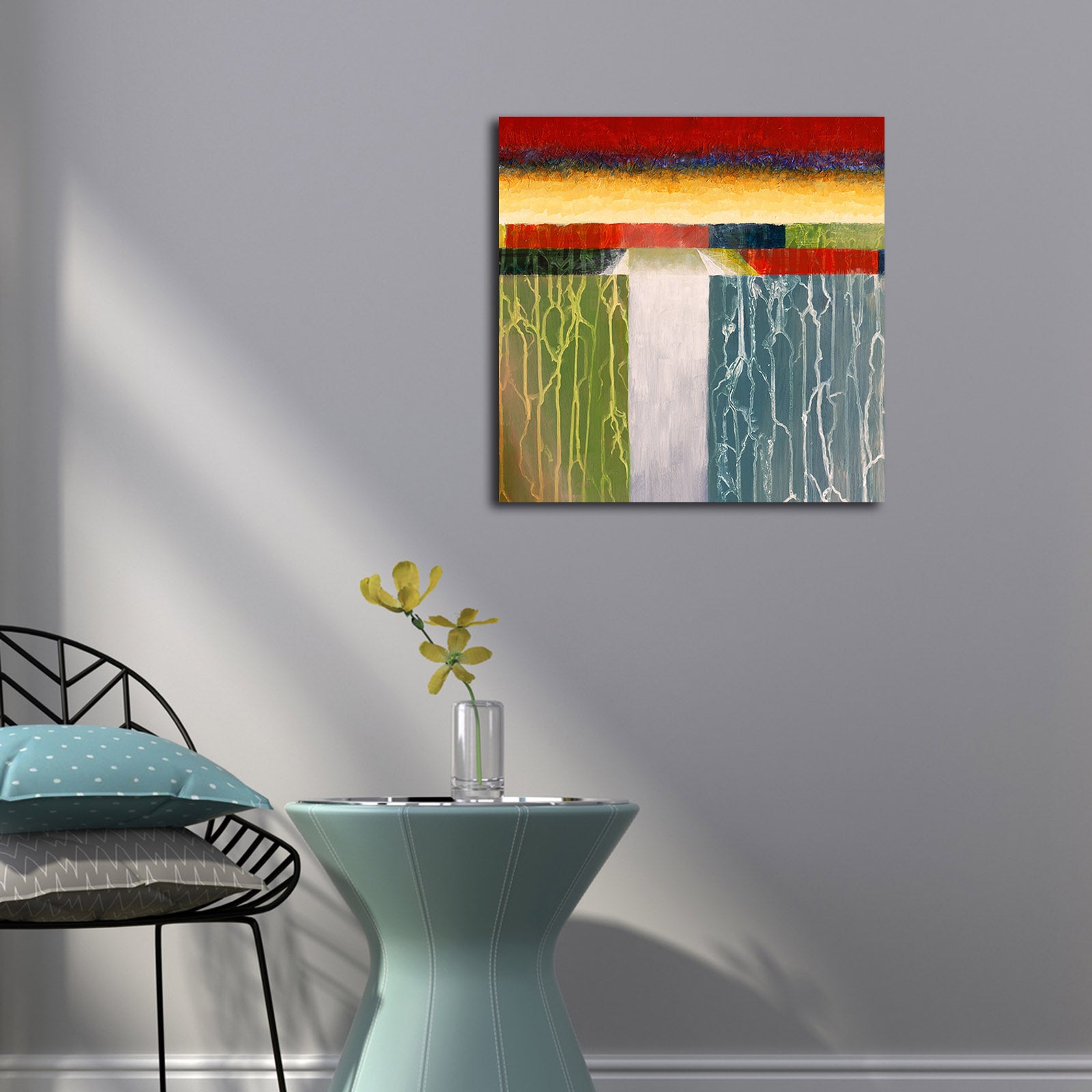 Pintura em Tela Decorativa Multicolor 45x45 cm | Tela 100% Camurça | Moldura de Madeira 3 cm – 4545K-100