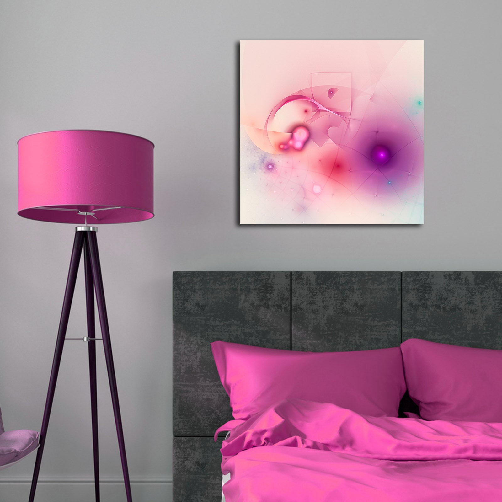 Tela Decorativa Multicolor 45x45 cm em Camurça Suede com Moldura 100% Madeira (3 cm) – 4545K-101