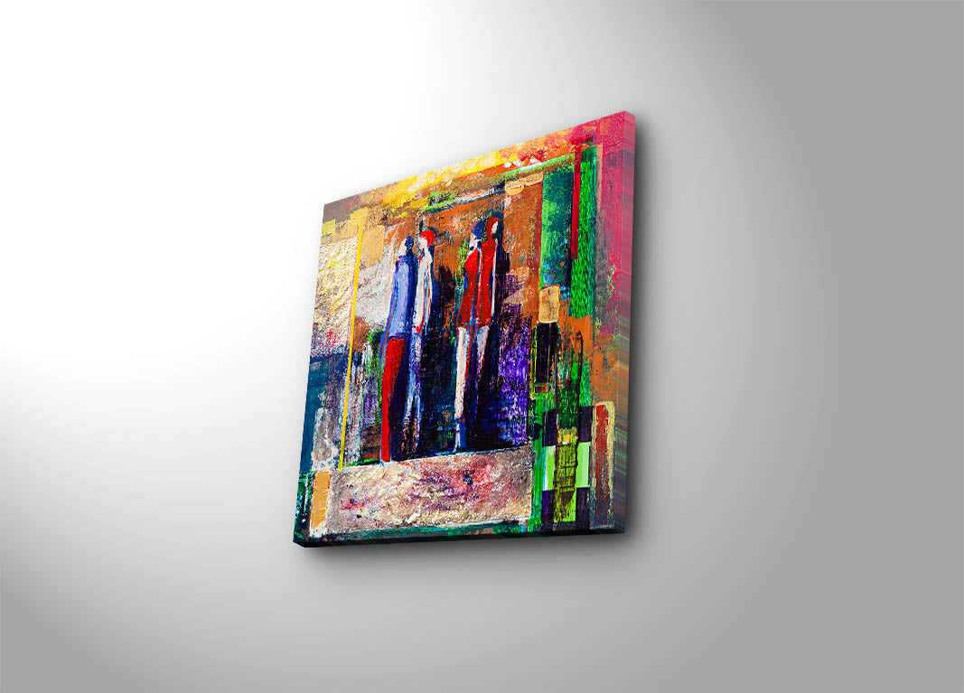 Tela Decorativa Multicolor 45x45 cm em Lona Tipo Camurça com Moldura de Madeira 3 cm – 4545K-103