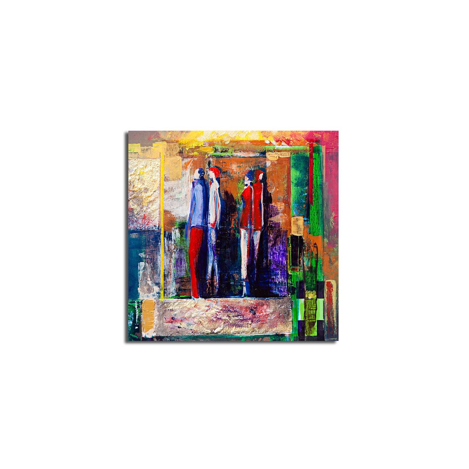 Tela Decorativa Multicolor 45x45 cm em Lona Tipo Camurça com Moldura de Madeira 3 cm – 4545K-103