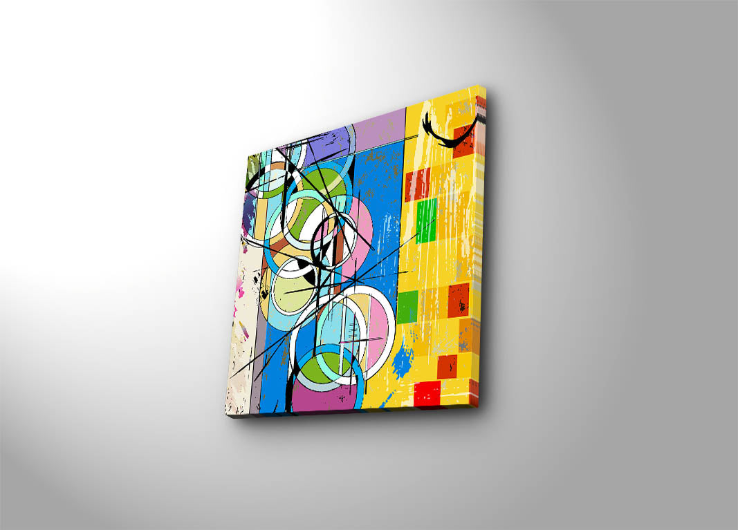 Quadro em Tela Decorativa Multicolor 45x45 cm, Camurça 100%, Moldura de Madeira 3 cm – 4545K-104