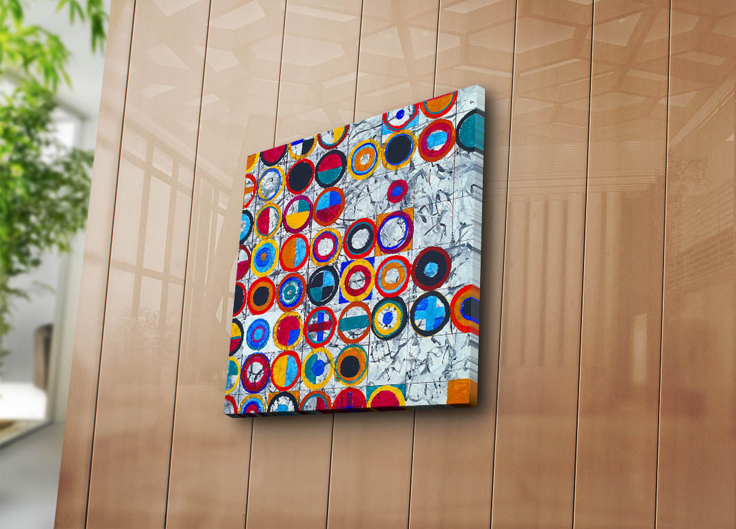 Quadro Decorativo em Tela Multicolor 45x45 cm — Tela Camurça 100% com Moldura de Madeira 3 cm